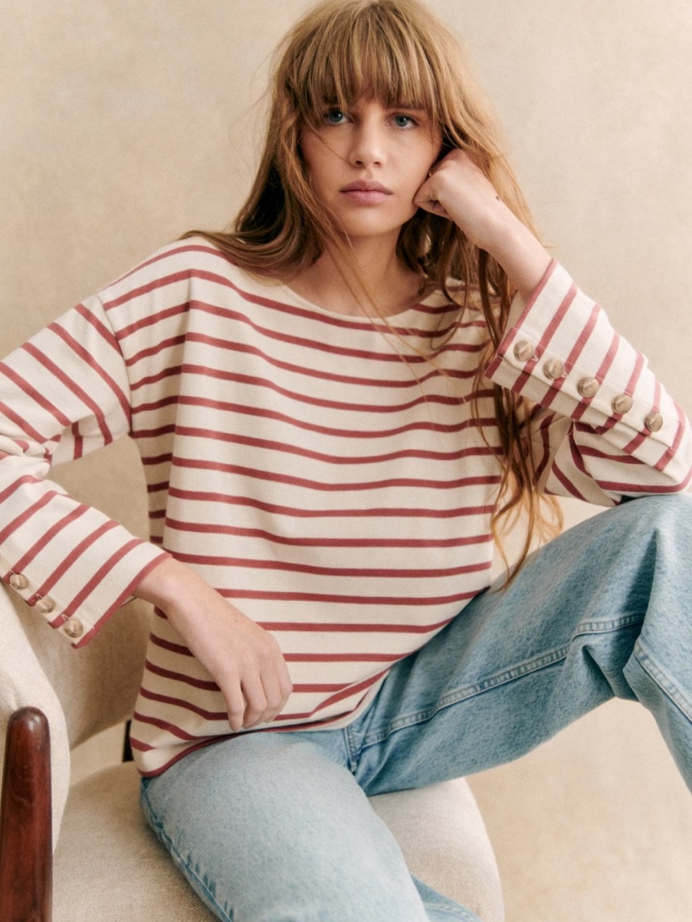Sezane Sue Marinier - S - Ecru/Rosewood